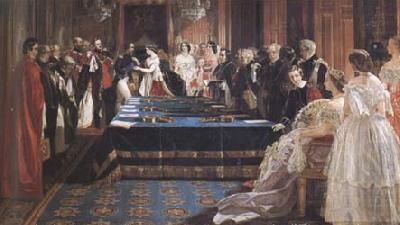 Edward Matthew Ward The Investiture of Napoleon III with the Order of the Garter 18 April 1855 (mk25) china oil painting image
